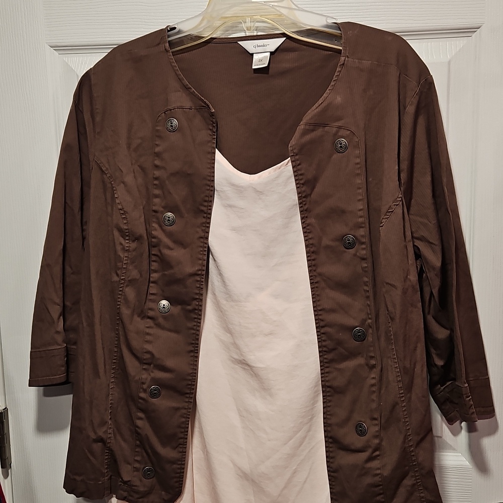 CJ Banks Brown Utility Jacket for Women